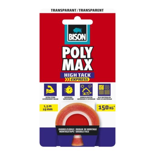 Bison Poly Max High Tack Express montagetape transparant